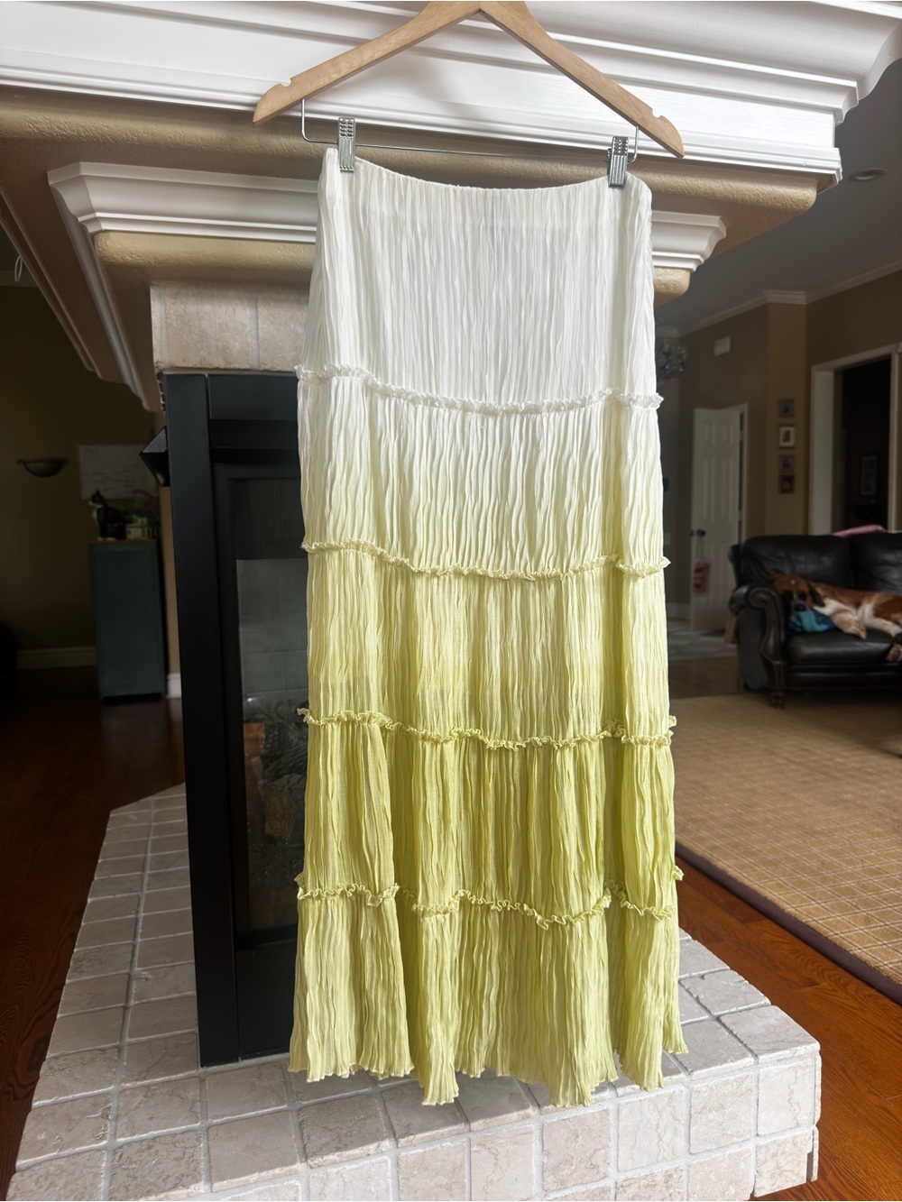 Princess Polly Sun Down Ombre Green Tiered Maxi Skirt Boho‎ Beachy Gauze 4
